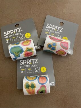 SPRITZ Fun Fruit Stickers - 3 Rolls
